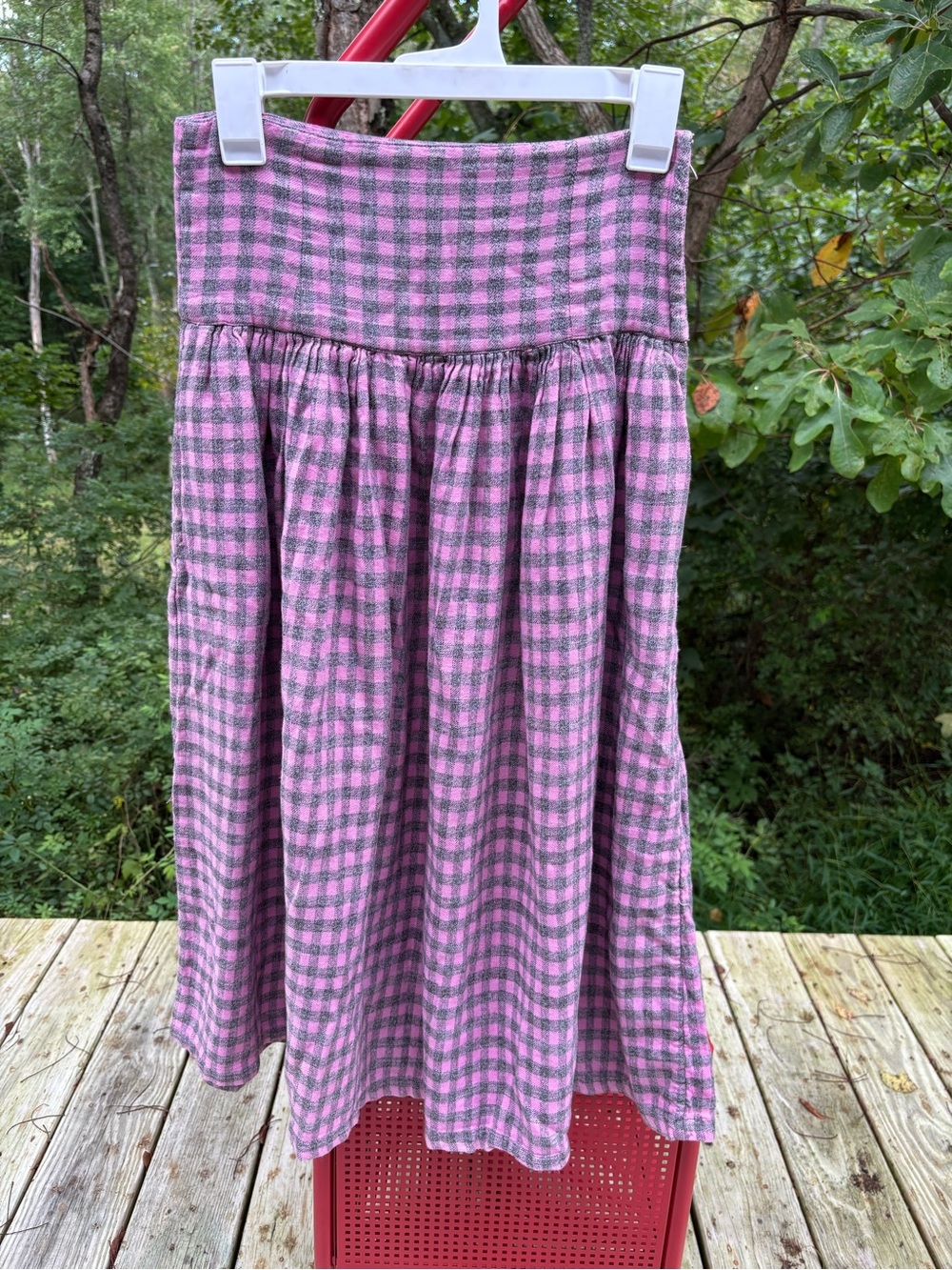 Vintage Santa Cruz Pink and Gray Checkered A-Line Skirt